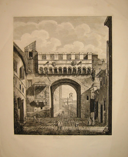 Rossini Luigi (1790-1875) Veduta di Porta Settimiana del Recinto di Aureliano, o di Onorio 1829 Roma 